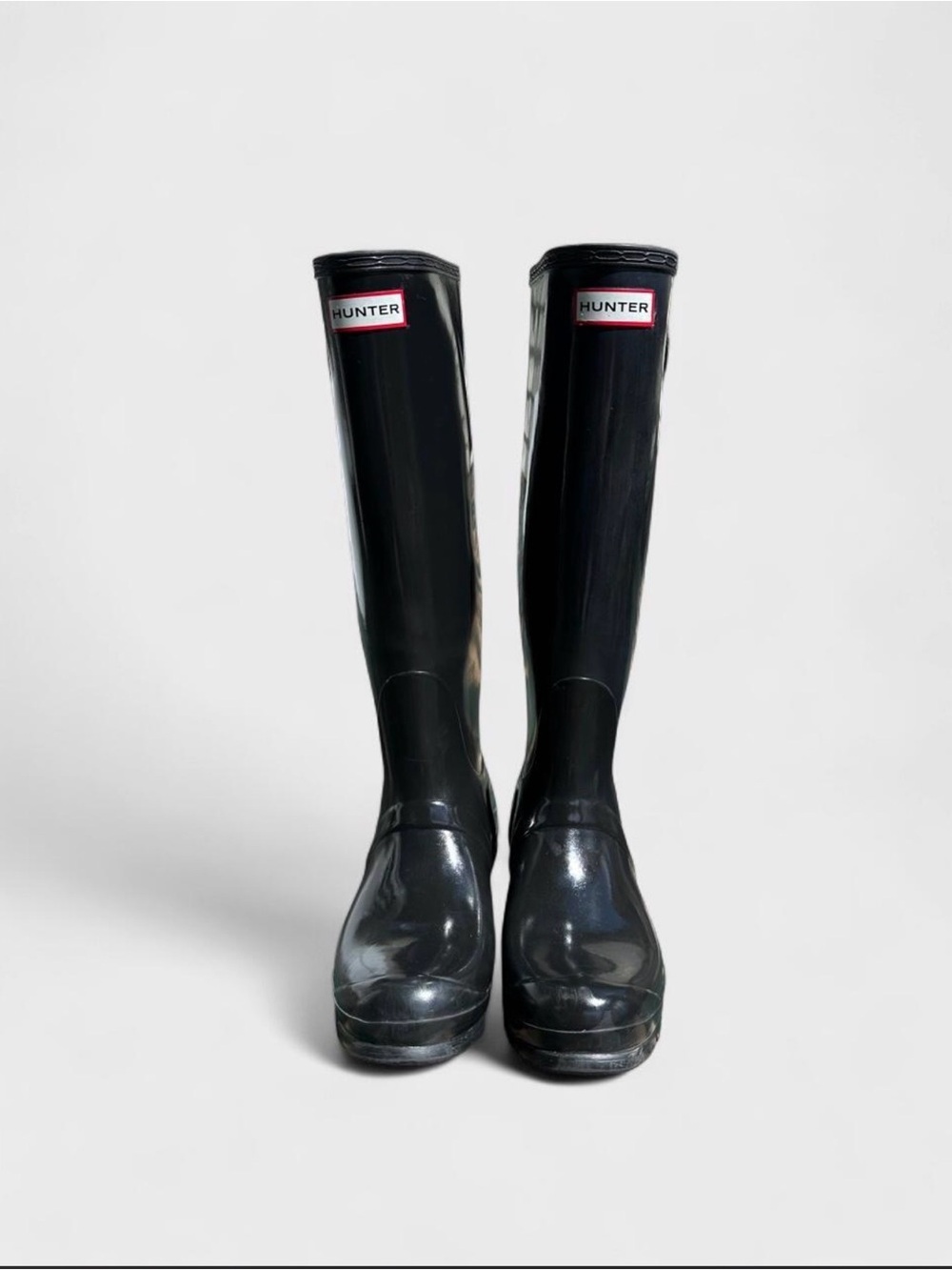 Hunter Original Tall Gloss Rain Boots Black - 8